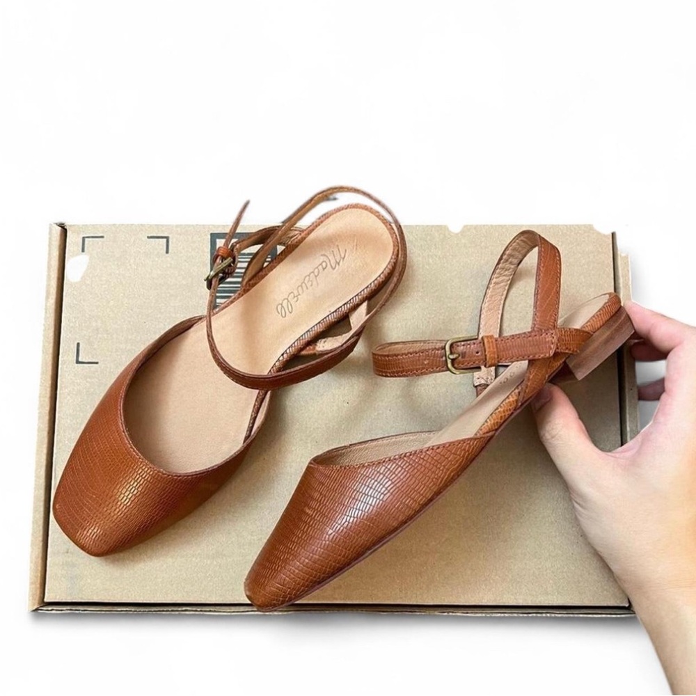 Madewell The Jeanne Slingback Flat in Lizard Embossed Leather - Picture 9 of 11